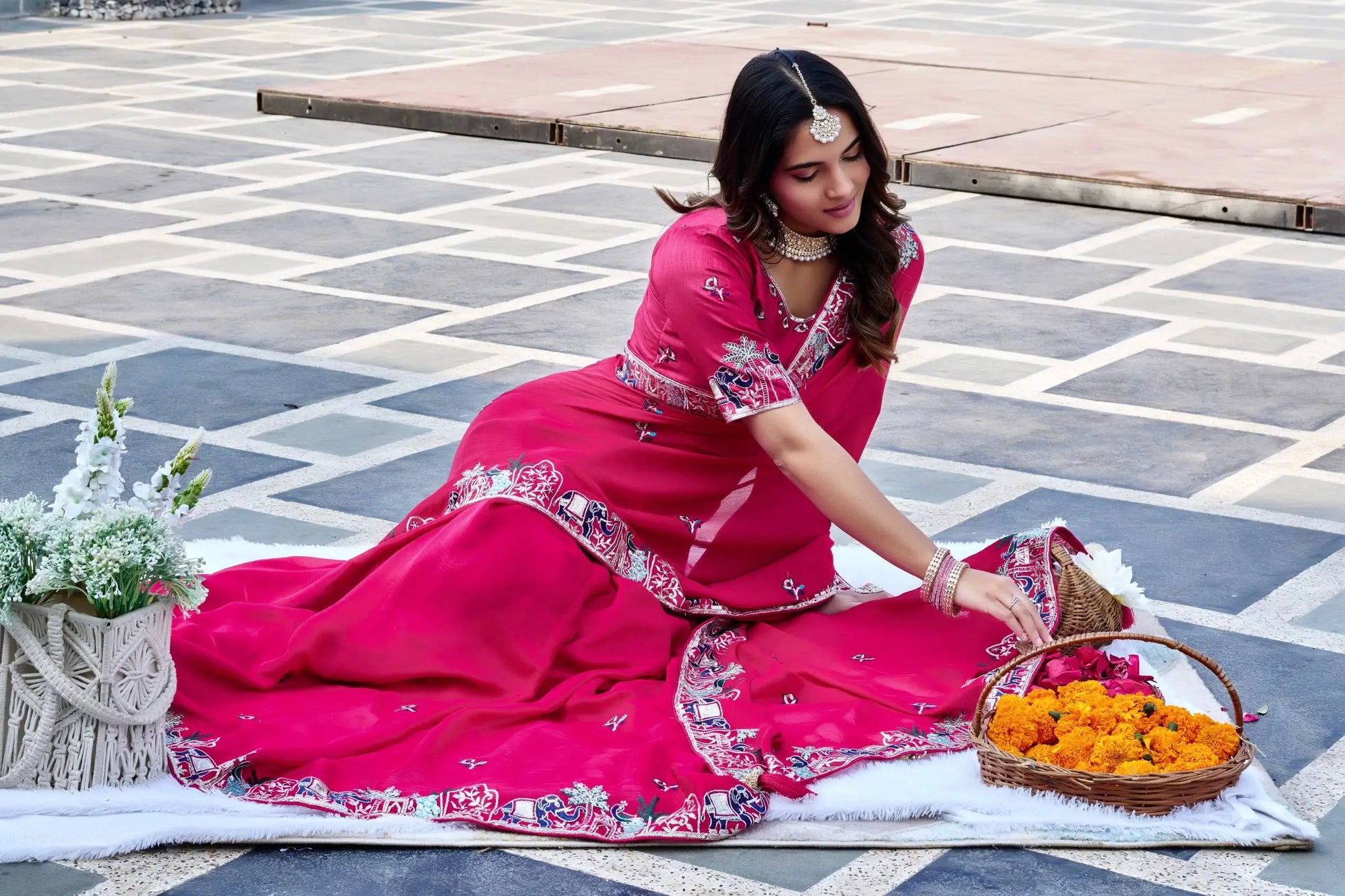Designer Satin Chiffon Festival Wedding Saree for Special Occasions