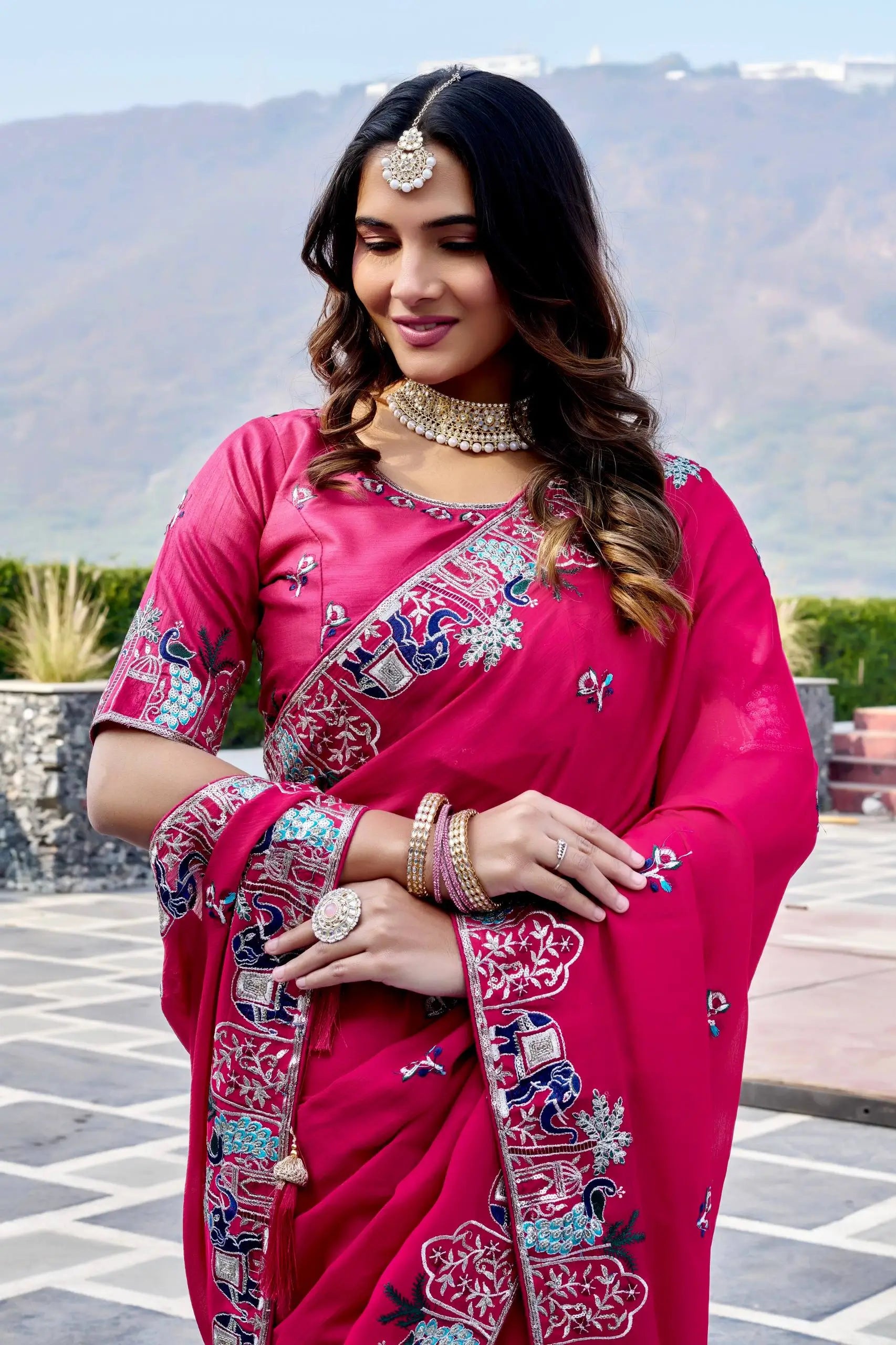 Designer Satin Chiffon Festival Wedding Saree for Special Occasions