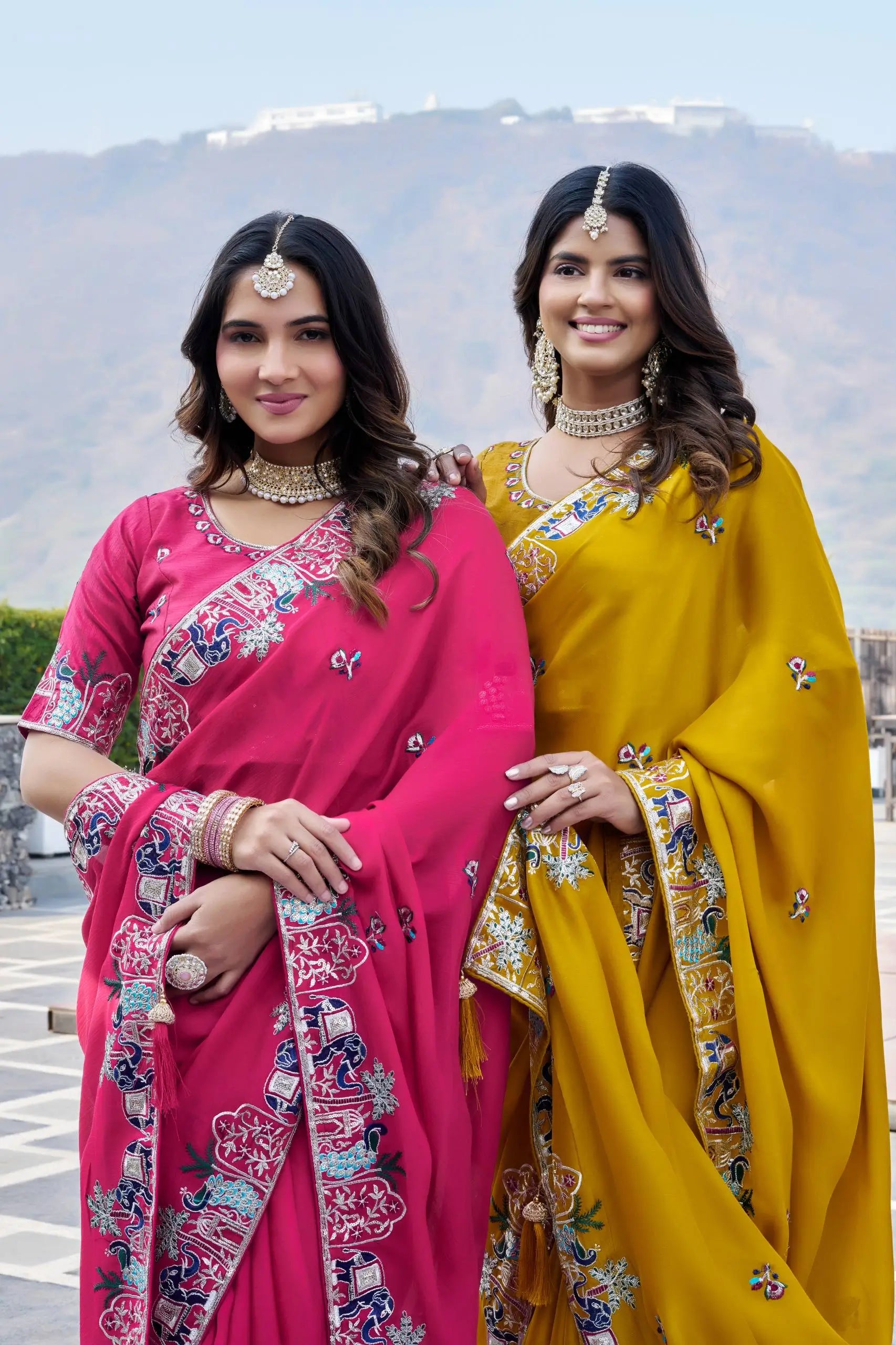 Designer Satin Chiffon Festival Wedding Saree for Special Occasions