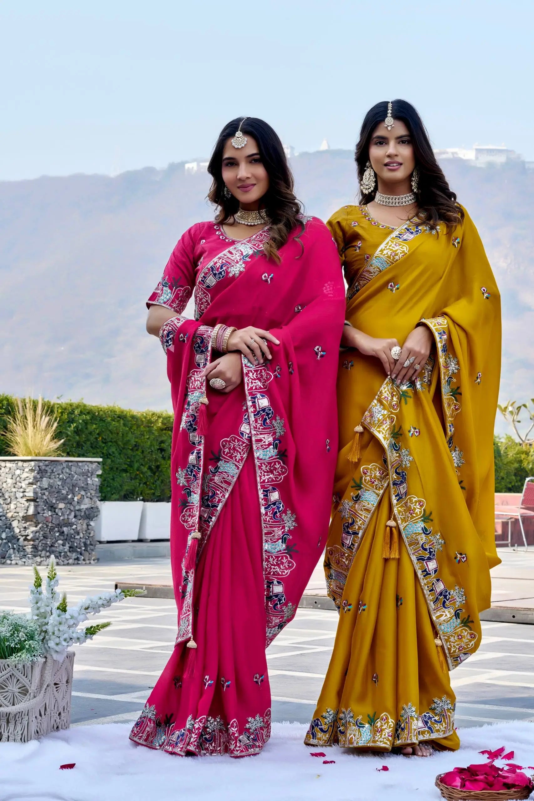 Designer Satin Chiffon Festival Wedding Saree for Special Occasions