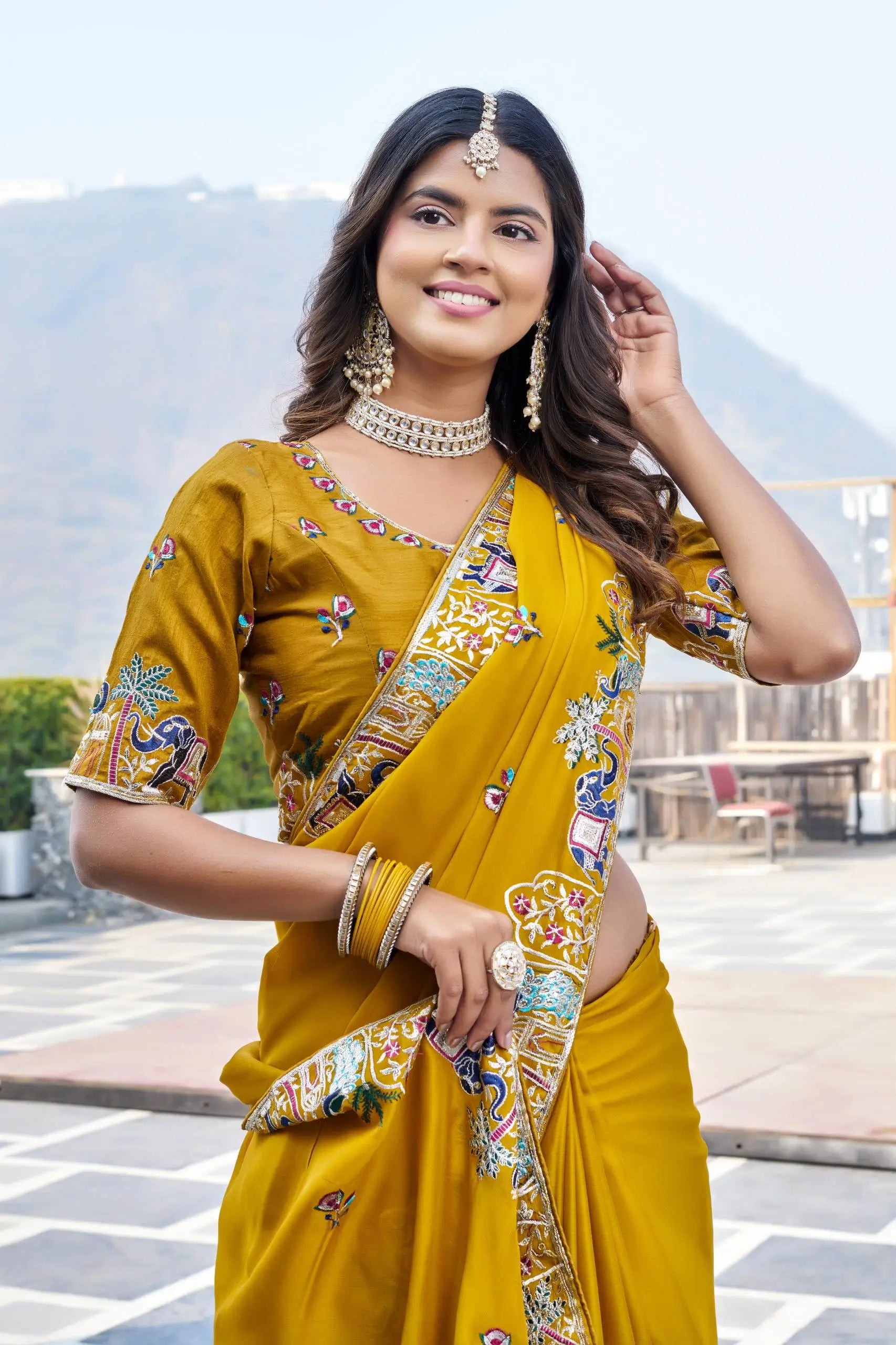 Designer Satin Chiffon Festival Wedding Saree for Special Occasions