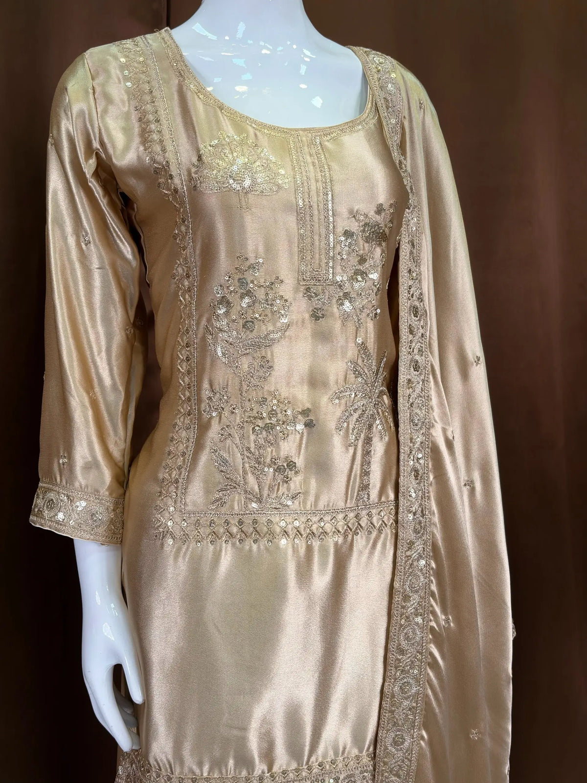 Designer Satin Sharara Suit for Festive and Wedding Occasions
