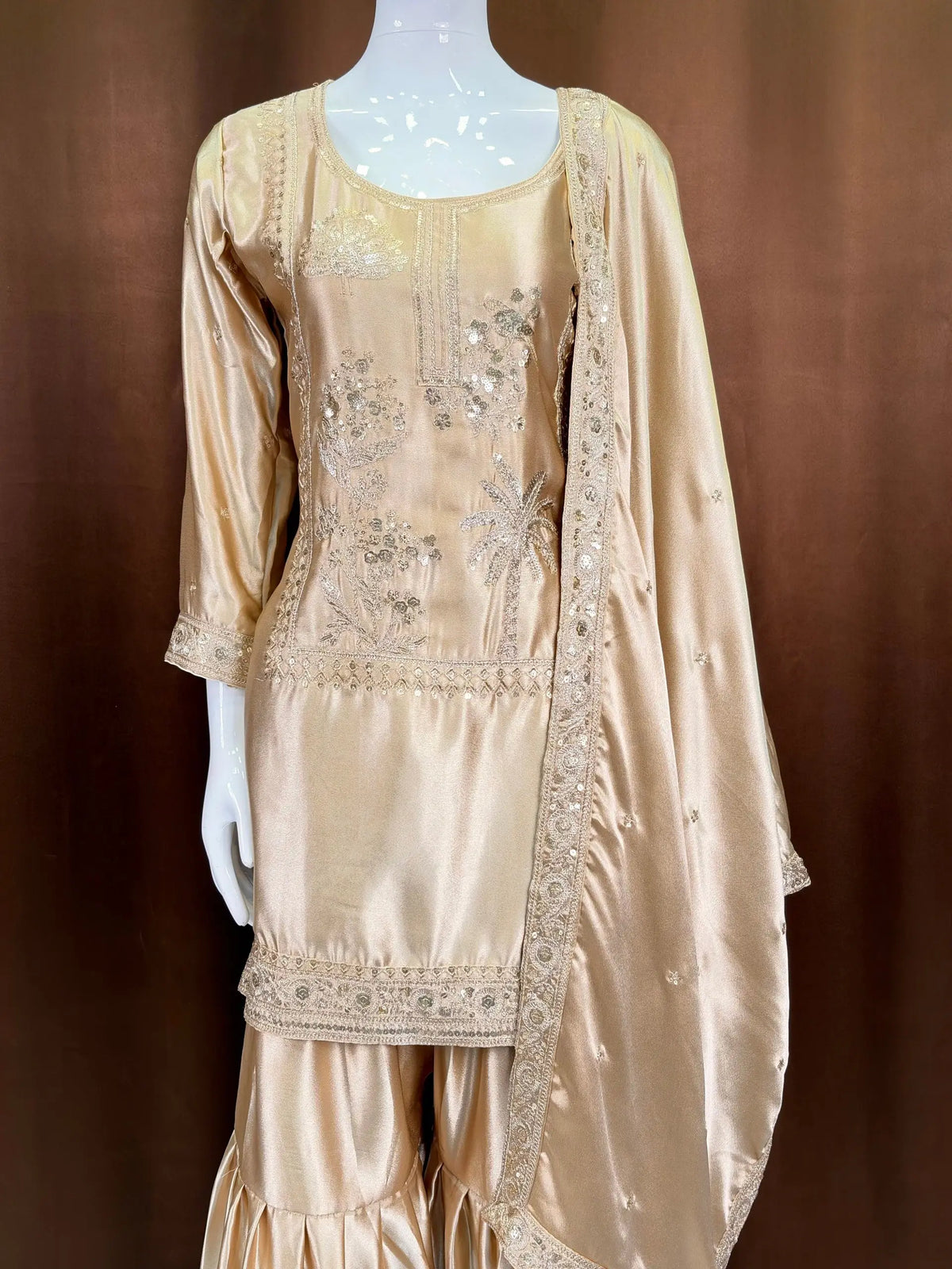 Designer Satin Sharara Suit for Festive and Wedding Occasions