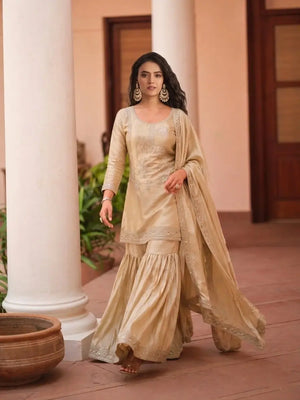 Designer Satin Sharara Suit for Festive and Wedding Occasions