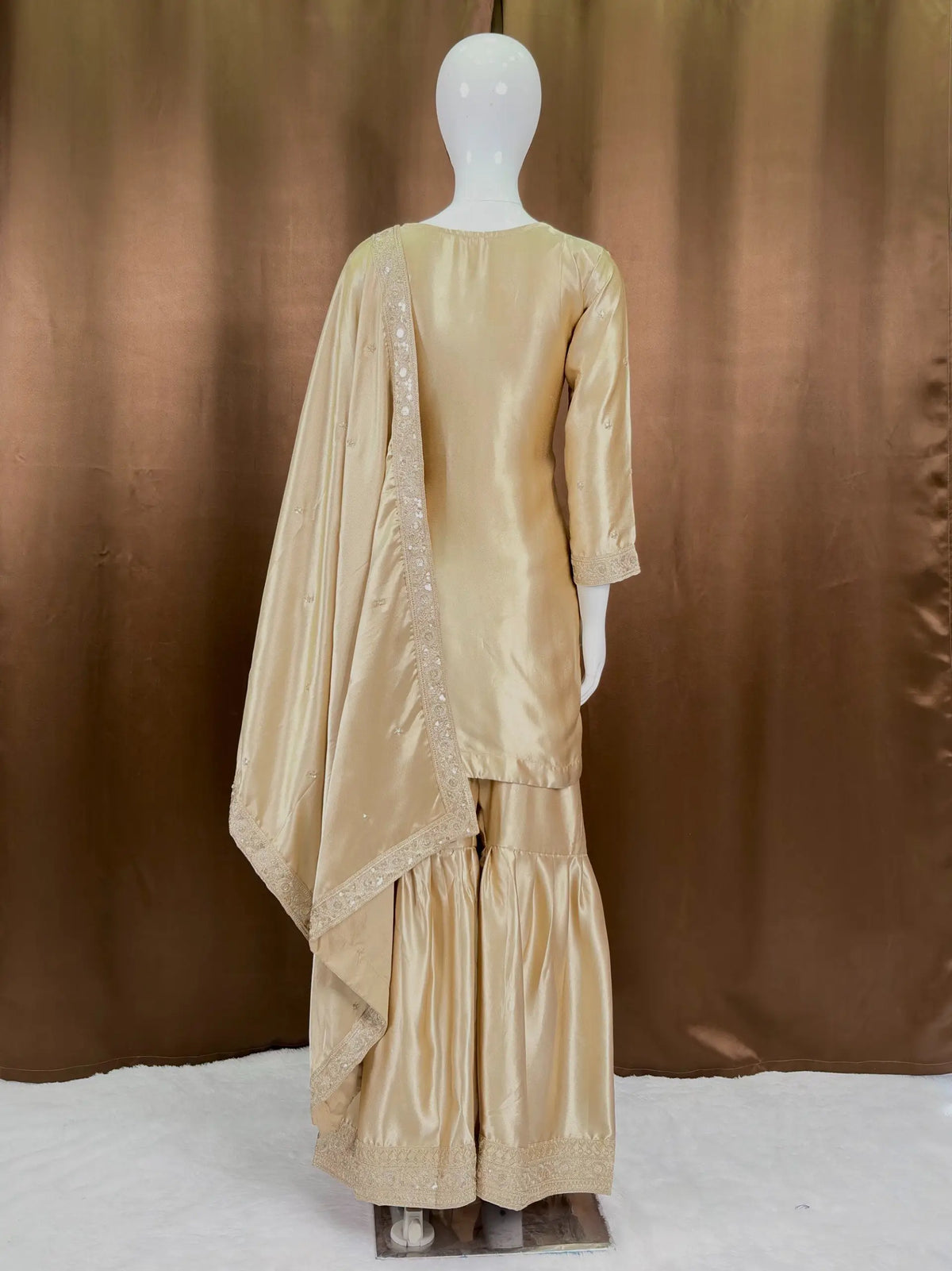 Designer Satin Sharara Suit for Festive and Wedding Occasions