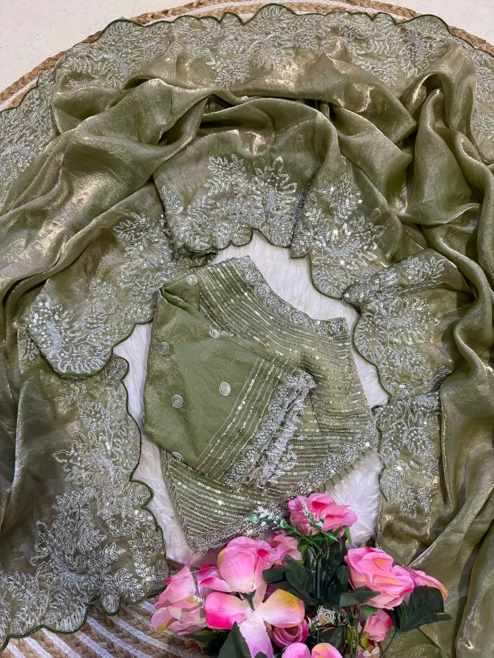 Designer Satin Silk Saree with Embroidery for Festive and Wedding Wear