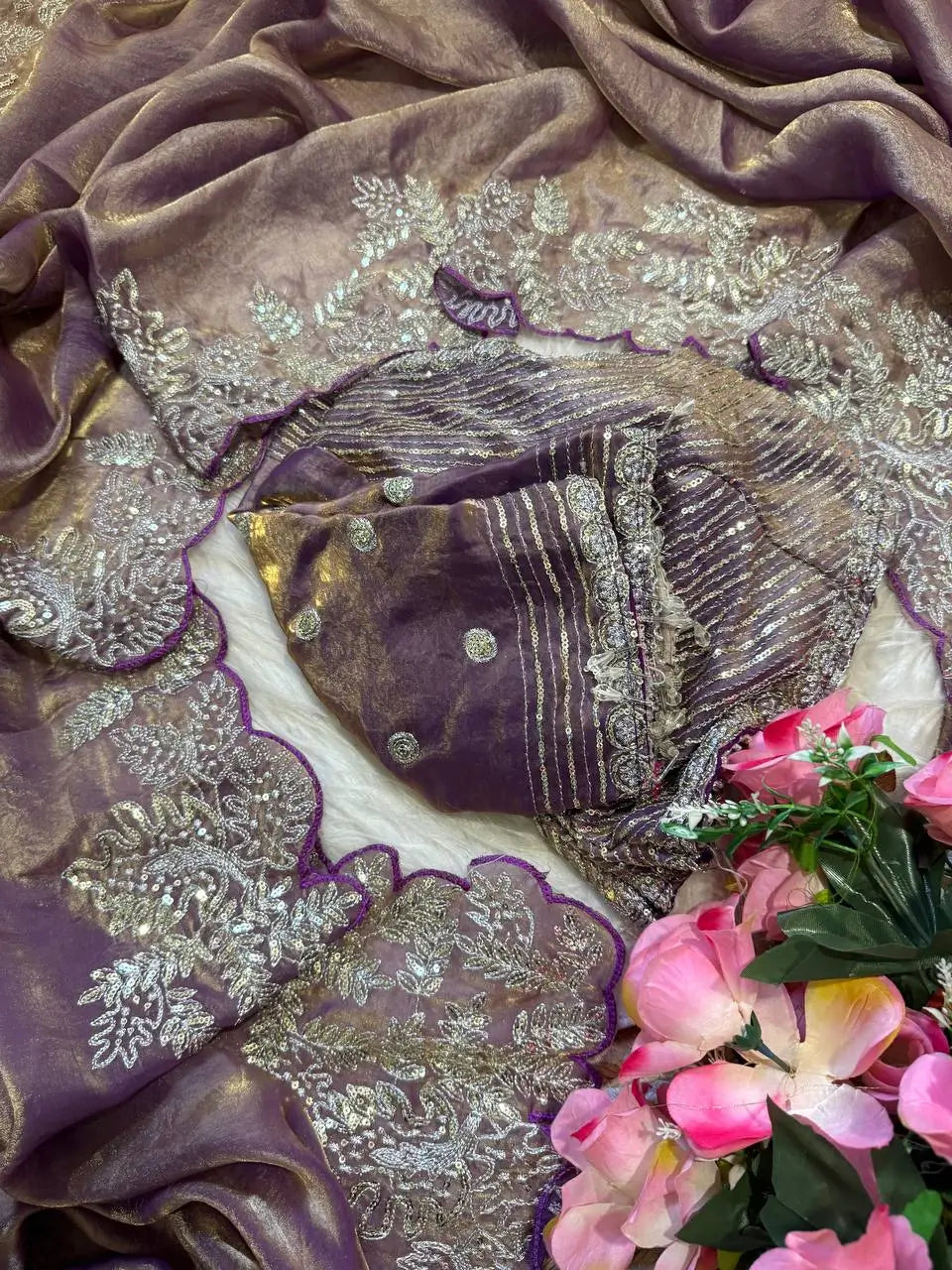 Designer Satin Silk Saree with Embroidery for Festive and Wedding Wear