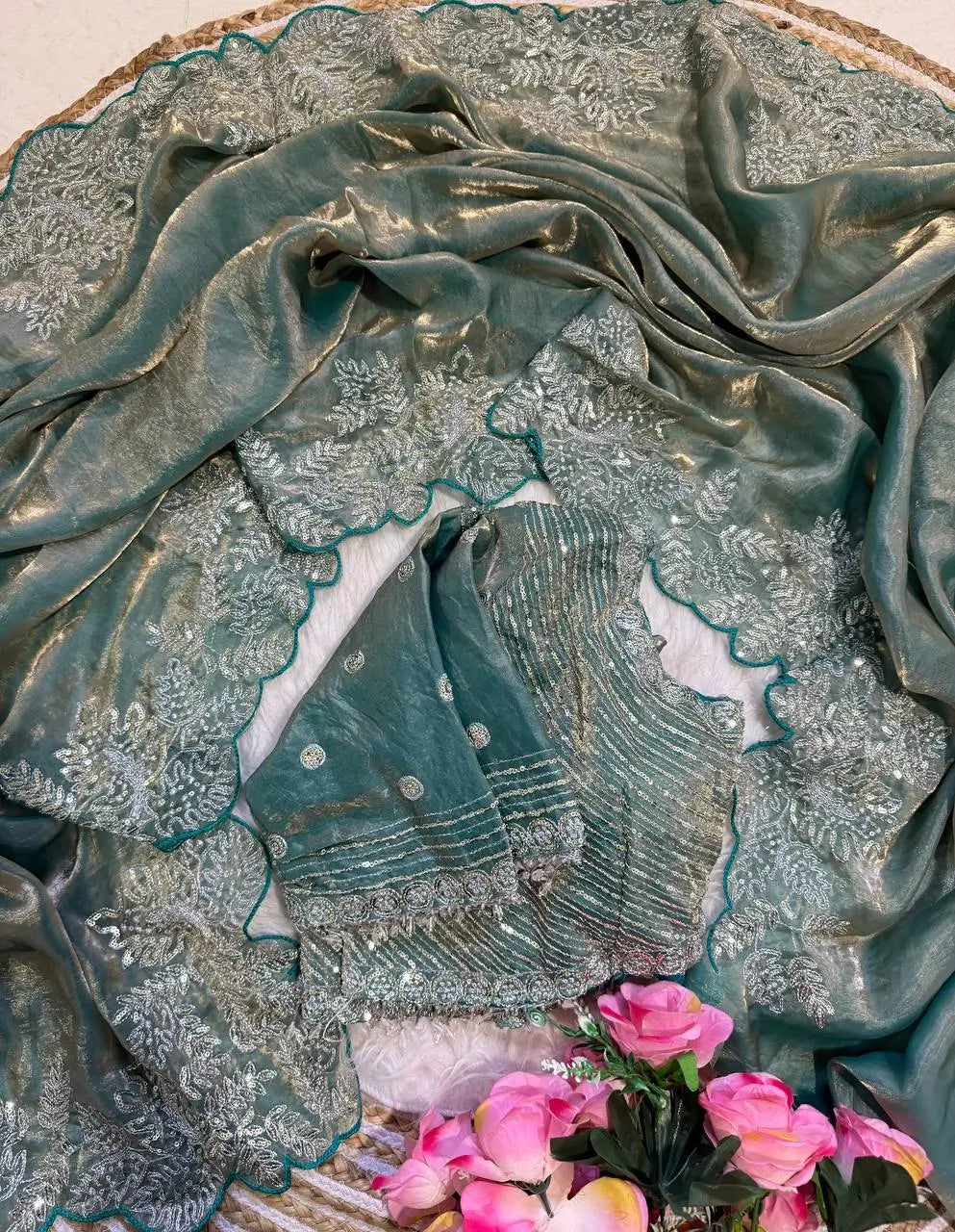 Designer Satin Silk Saree with Embroidery for Festive and Wedding Wear