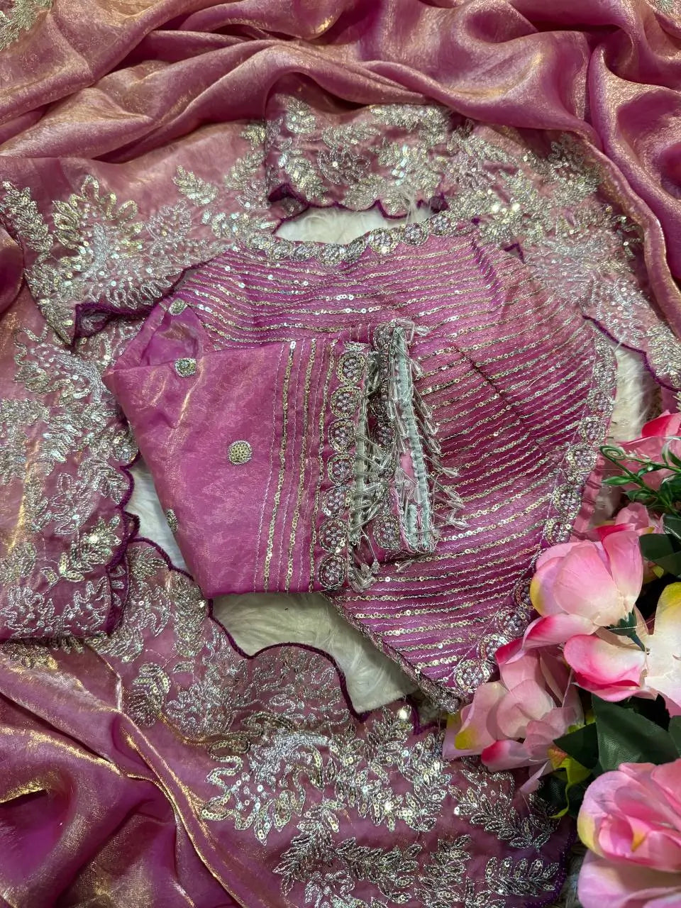 Designer Satin Silk Saree with Embroidery for Festive and Wedding Wear