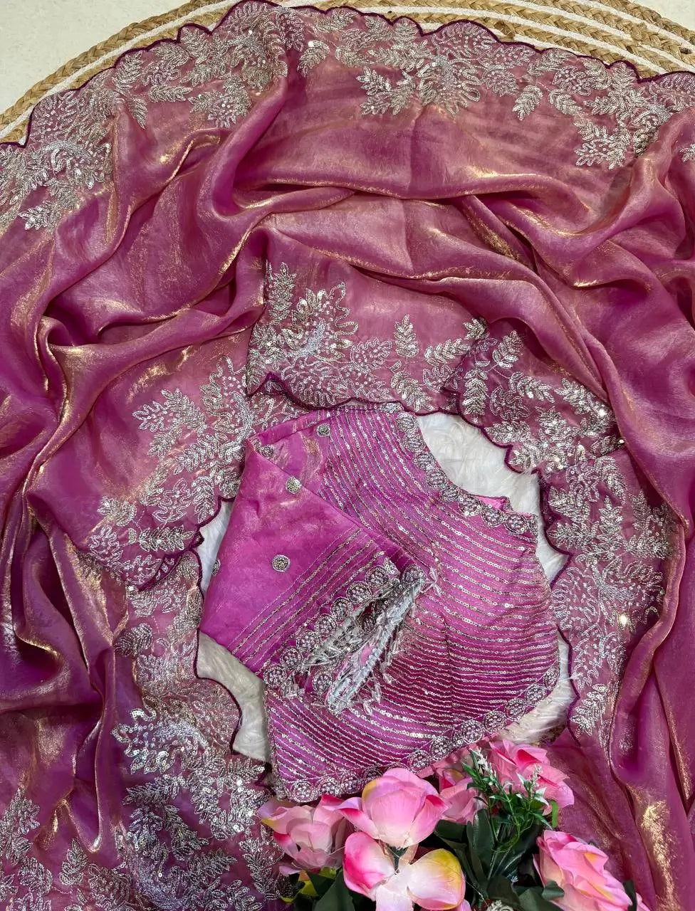 Designer Satin Silk Saree with Embroidery for Festive and Wedding Wear