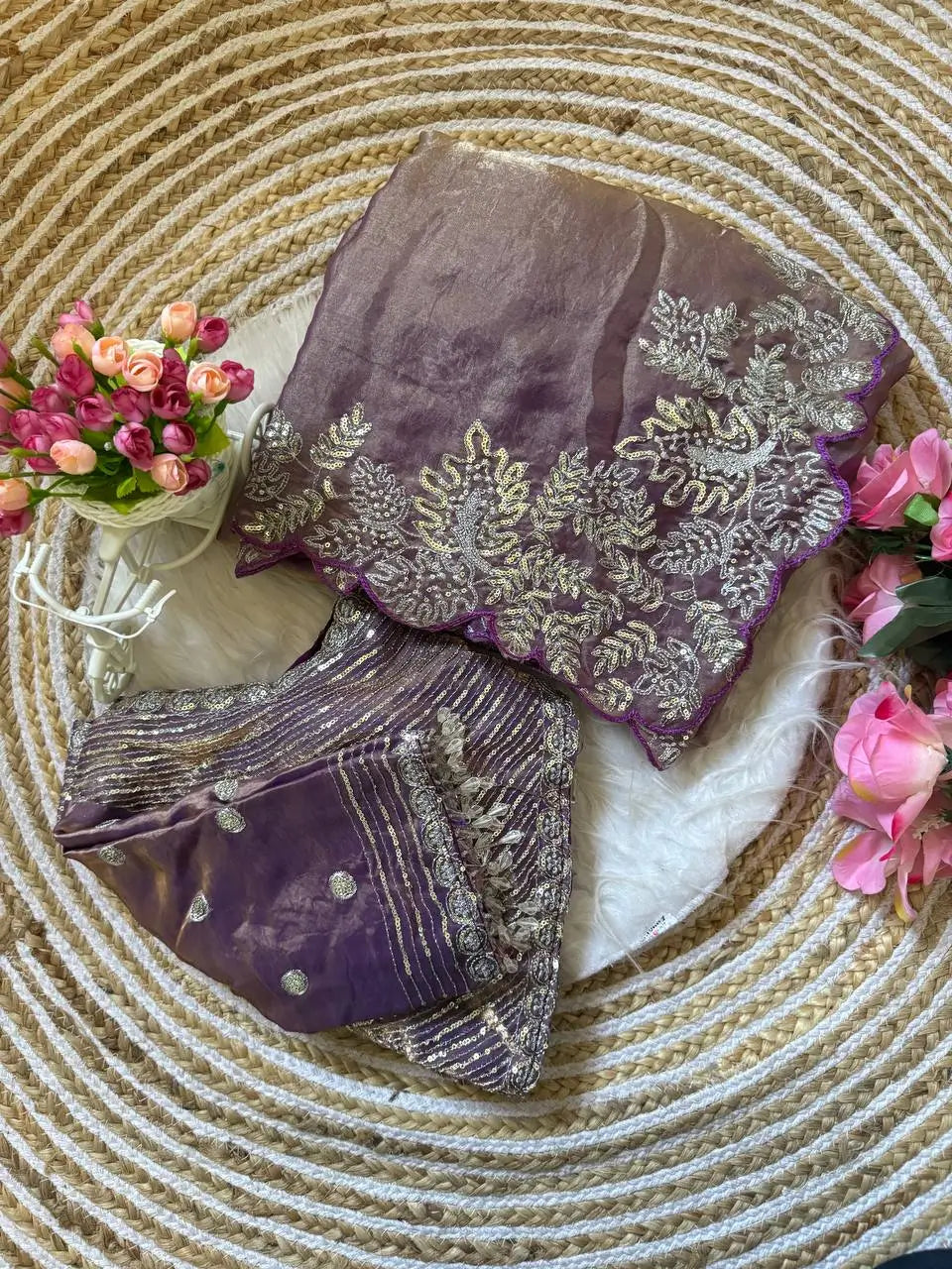 Designer Satin Silk Saree with Embroidery for Festive and Wedding Wear