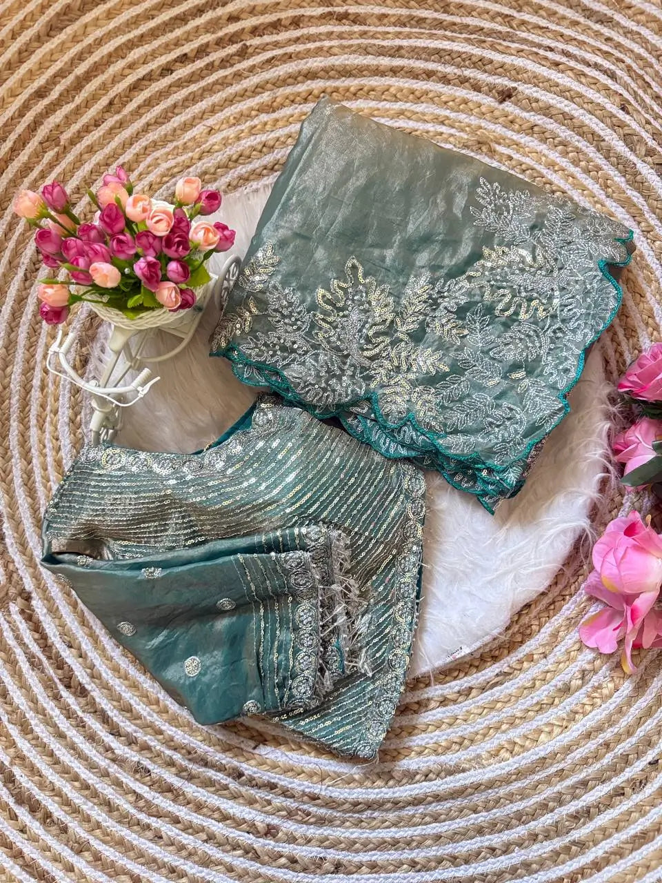 Designer Satin Silk Saree with Embroidery for Festive and Wedding Wear