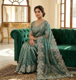 Designer Satin Silk Saree with Embroidery for Festive and Wedding Wear