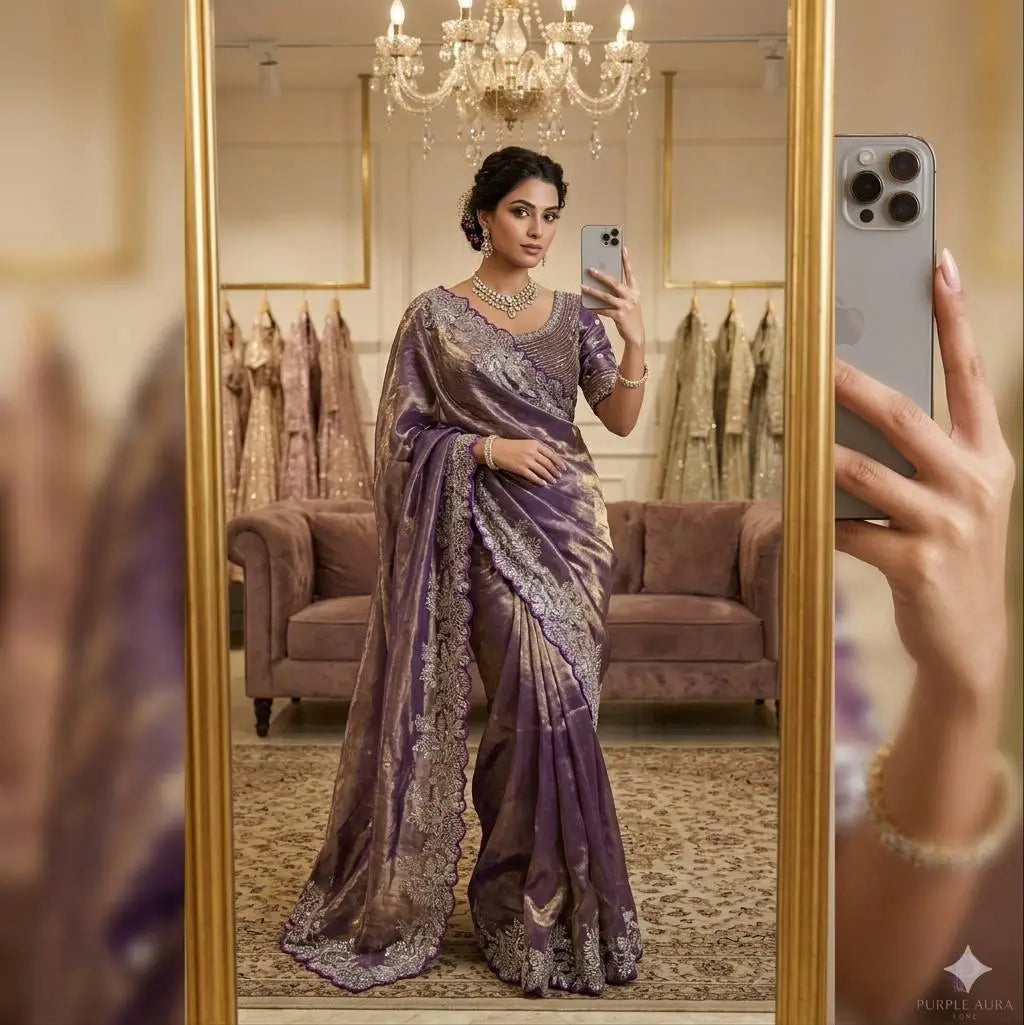 Designer Satin Silk Saree with Embroidery for Festive and Wedding Wear
