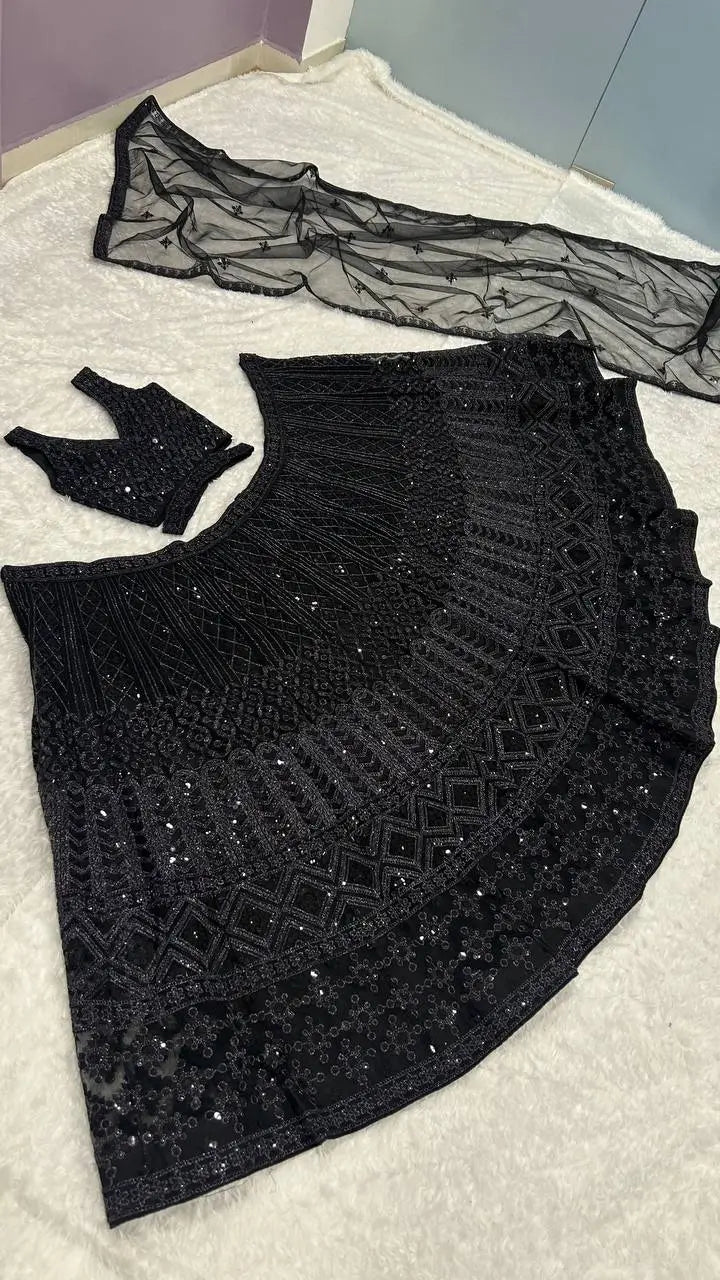 Designer Sequin Dori Work Net Lehenga Set for Wedding and Reception