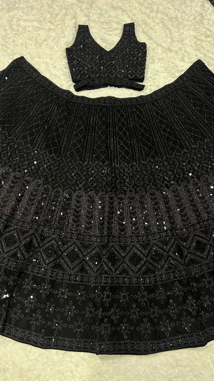 Designer Sequin Dori Work Net Lehenga Set for Wedding and Reception