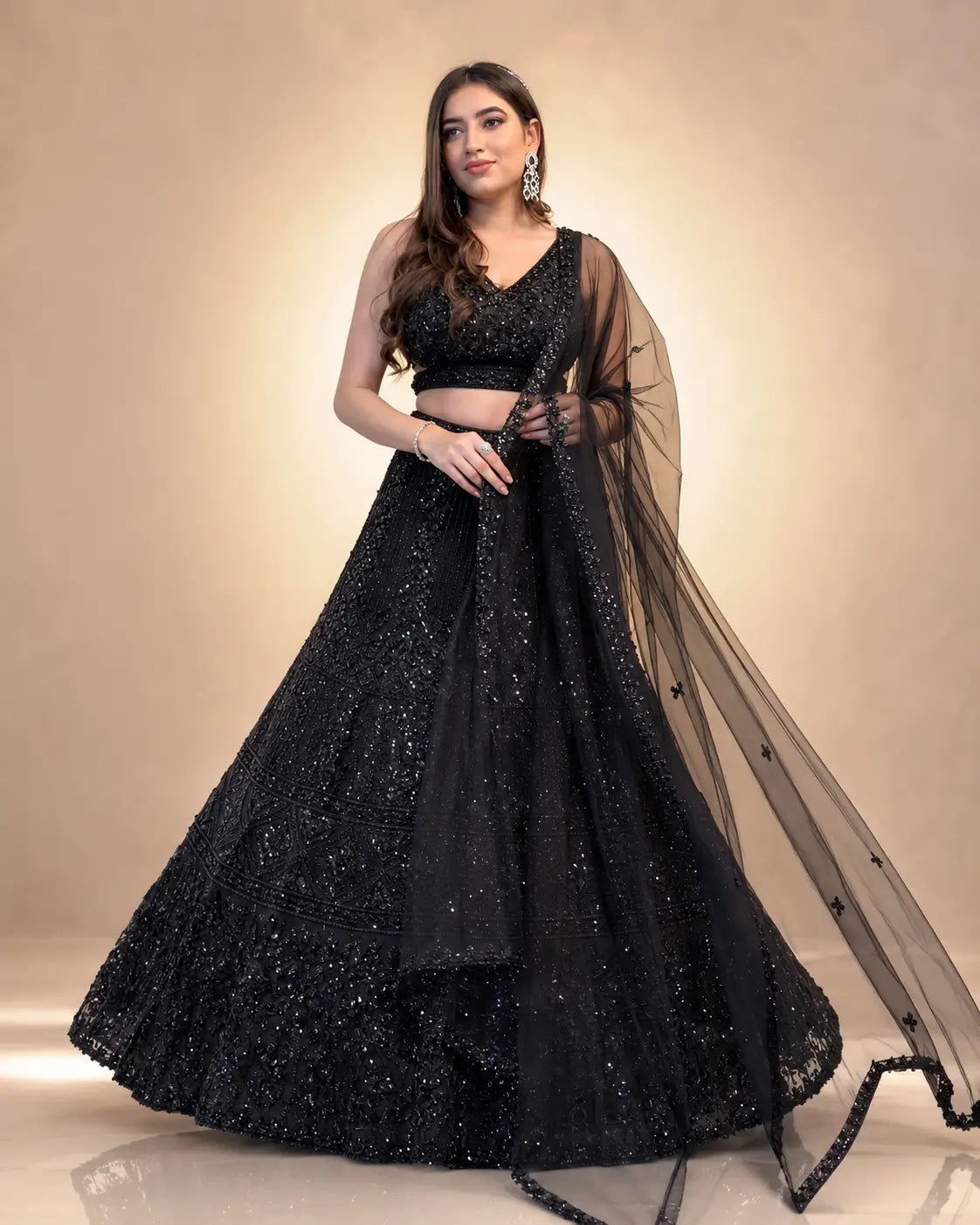 Designer Sequin Dori Work Net Lehenga Set for Wedding and Reception