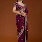 Designer Sequin Zari Embroidered Chiffon Saree