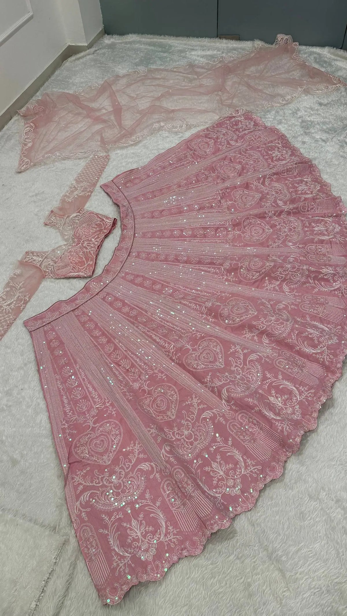 Designer Sequins Lehenga Choli for Wedding and Reception Occasions