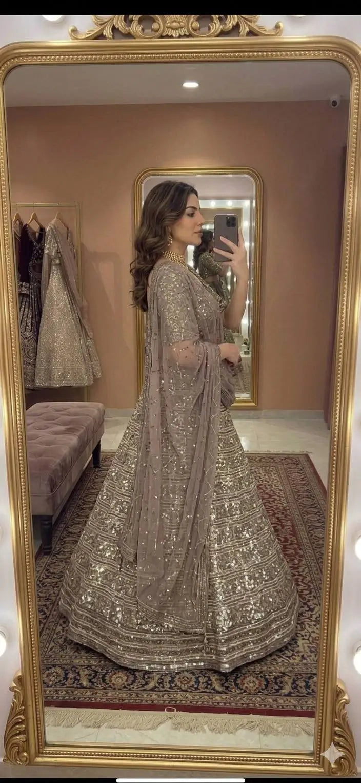 Designer Sequins Zari Lehenga Set for Wedding and Festive Wear
