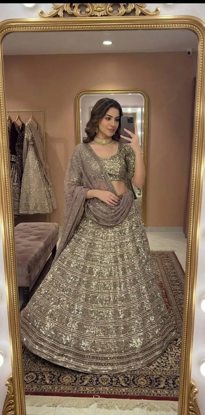 Designer Sequins Zari Lehenga Set for Wedding and Festive Wear