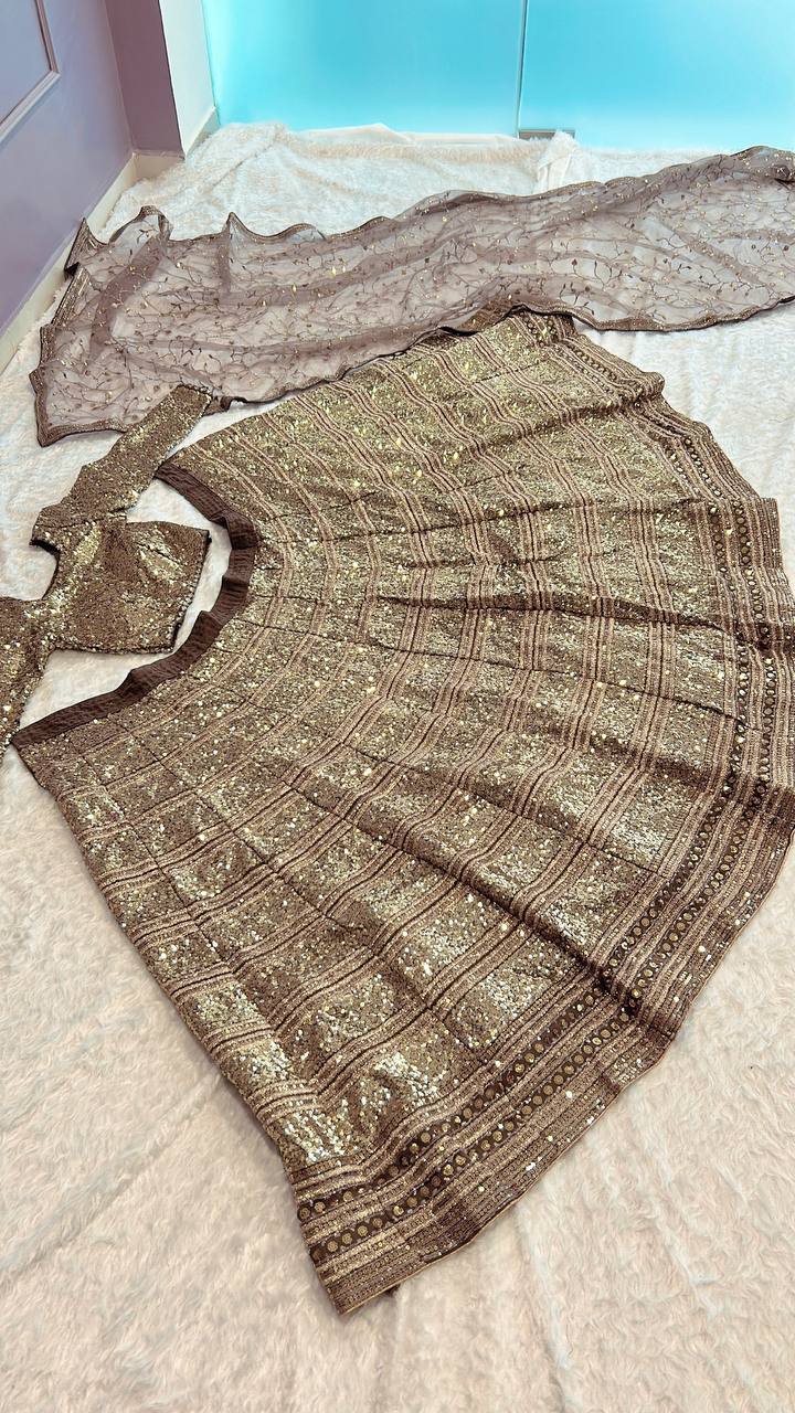 Designer Sequins Zari Lehenga Set for Wedding and Festive Wear