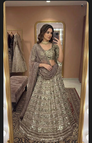 Designer Sequins Zari Lehenga Set for Wedding and Festive Wear