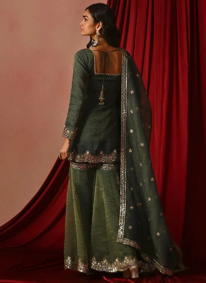 Designer Silk Sharara Suit Set for Festive and Wedding Wear
