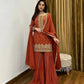 Designer Simmer Silk Embroidered Sharara Suit Set with Dupatta