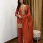 Designer Simmer Silk Embroidered Sharara Suit Set with Dupatta