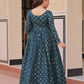 Designer Staple Jacquard Weaving Gown with Position Print Choli – Rama & Wine | 3 Meter Flair, Cotton Lining, Party Wear Gown