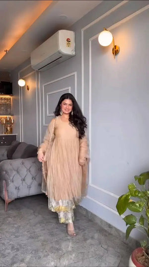 Designer Star Georgette Gown Set with Twill Net Dupatta