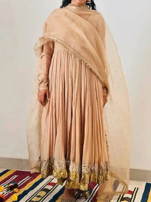 Designer Star Georgette Gown Set with Twill Net Dupatta