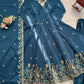 Designer Tabby Organza Embroidered Anarkali Suit with Dupatta