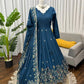 Designer Tabby Organza Embroidered Anarkali Suit with Dupatta