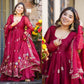 Designer Tabby Organza Embroidered Anarkali Suit with Dupatta