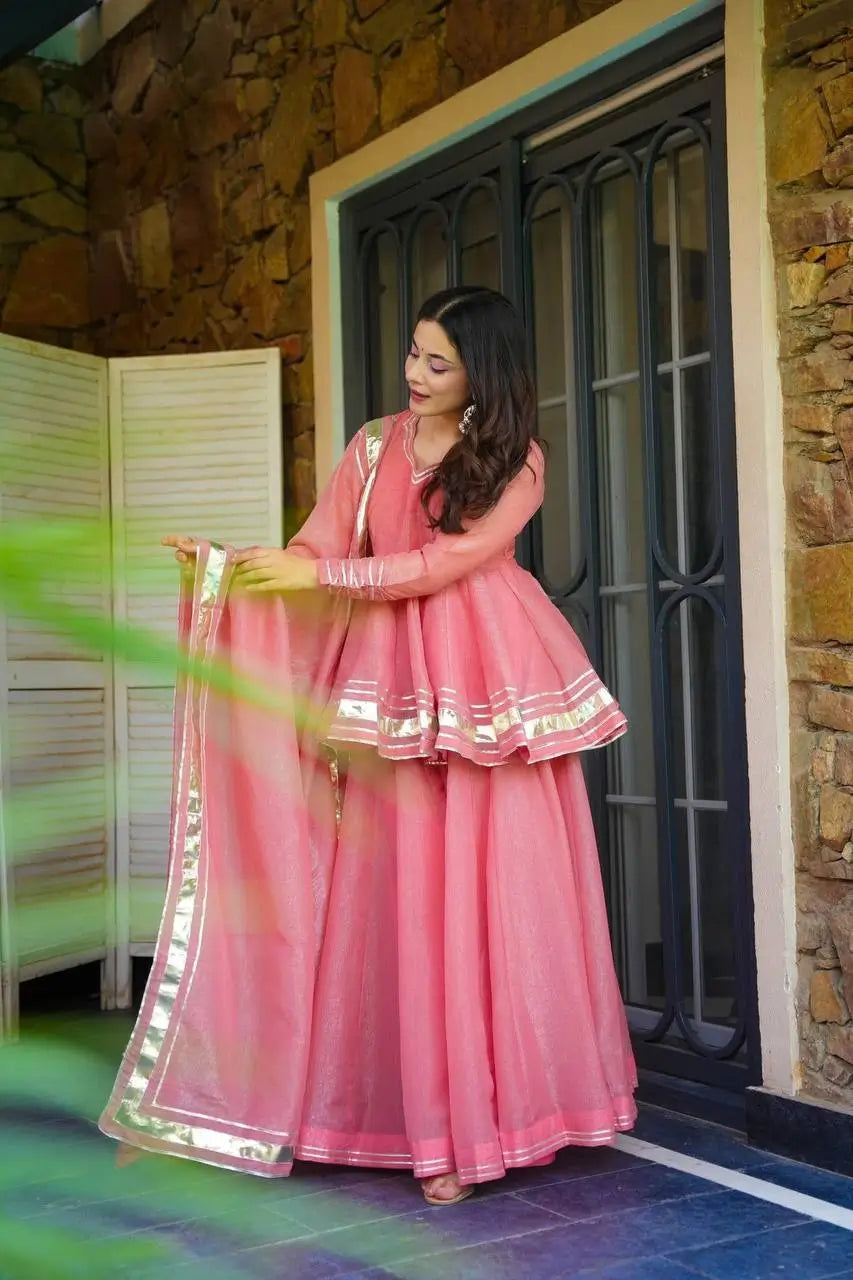 Designer Tabby Organza Sharara Suit Set with Dupatta