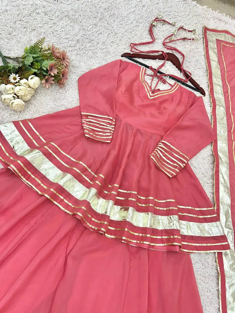 Designer Tabby Organza Sharara Suit Set with Dupatta