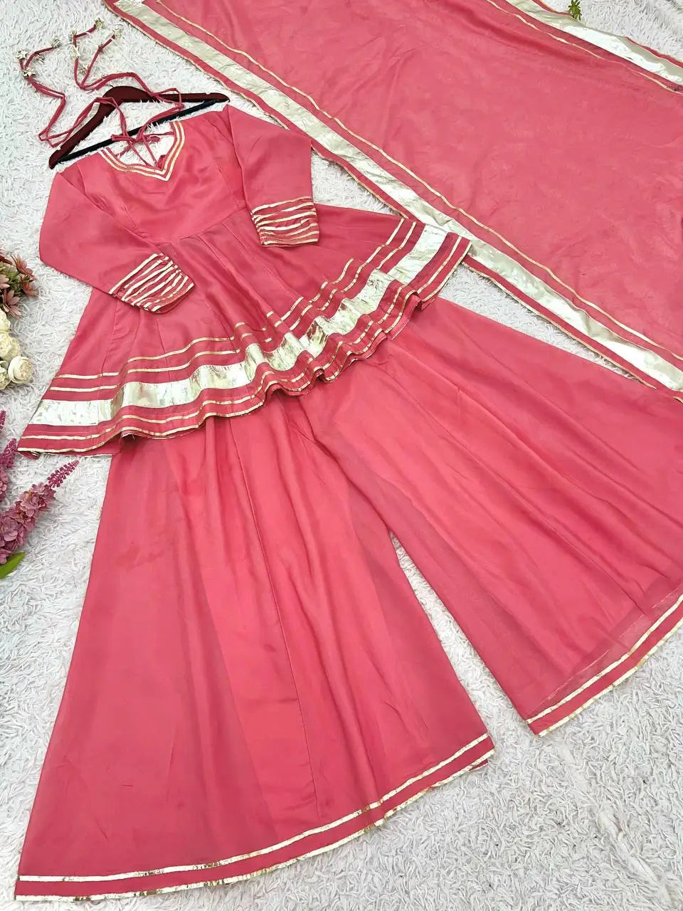 Designer Tabby Organza Sharara Suit Set with Dupatta