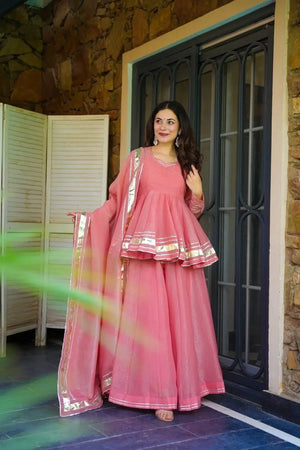 Designer Tabby Organza Sharara Suit Set with Dupatta
