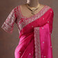 Designer Tibby Silk Saree with Sequin and Thread Work