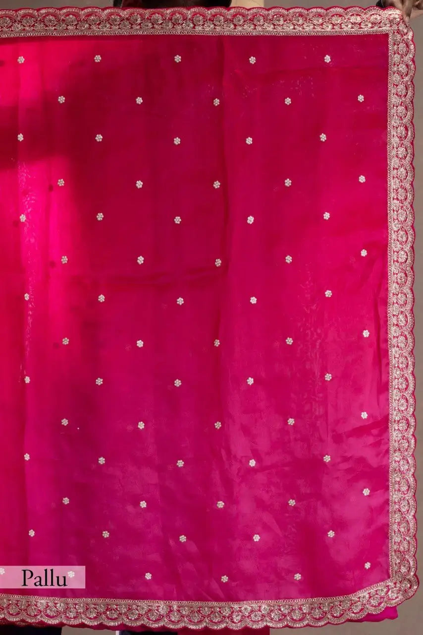 Designer Tibby Silk Saree with Sequin and Thread Work