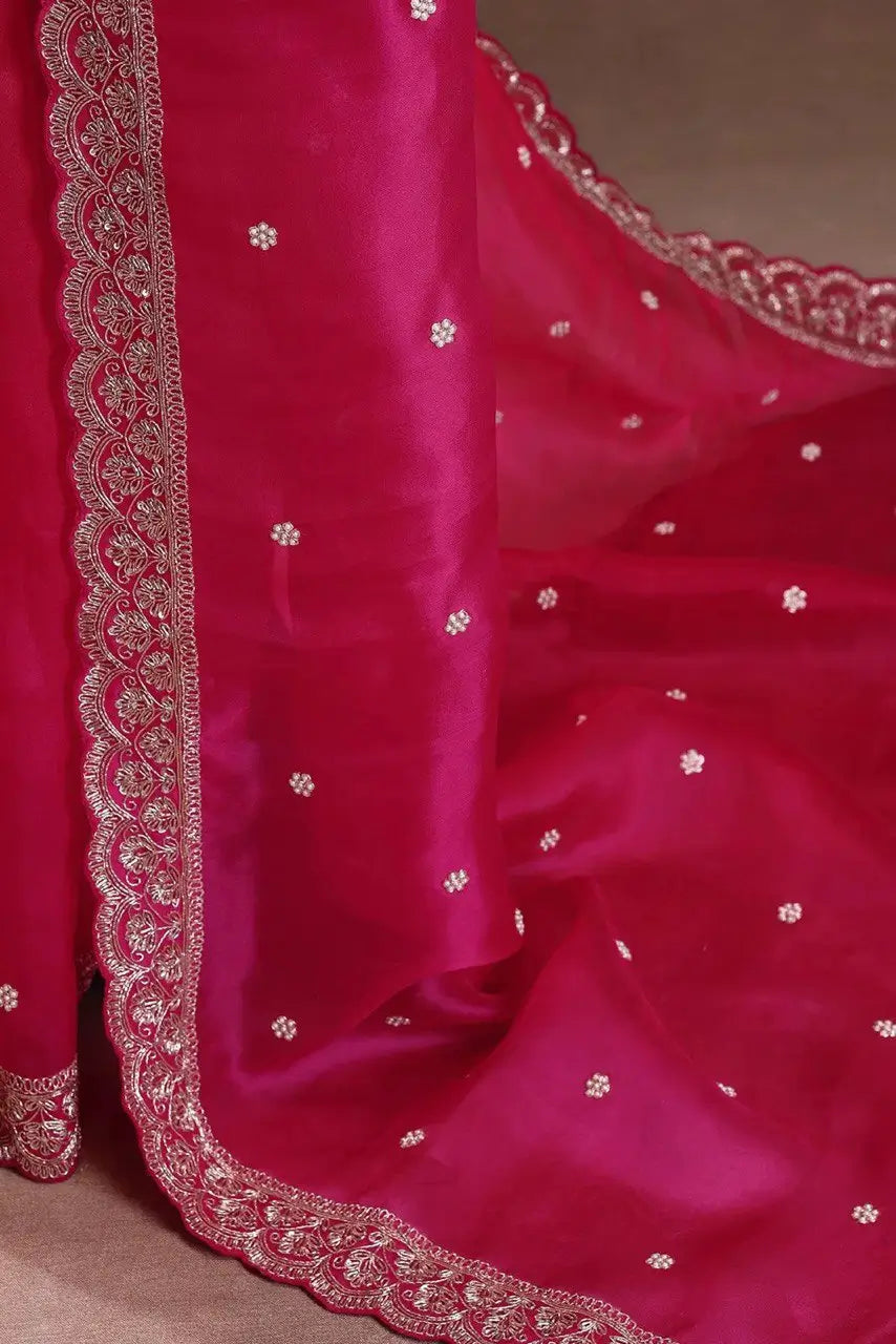 Designer Tibby Silk Saree with Sequin and Thread Work