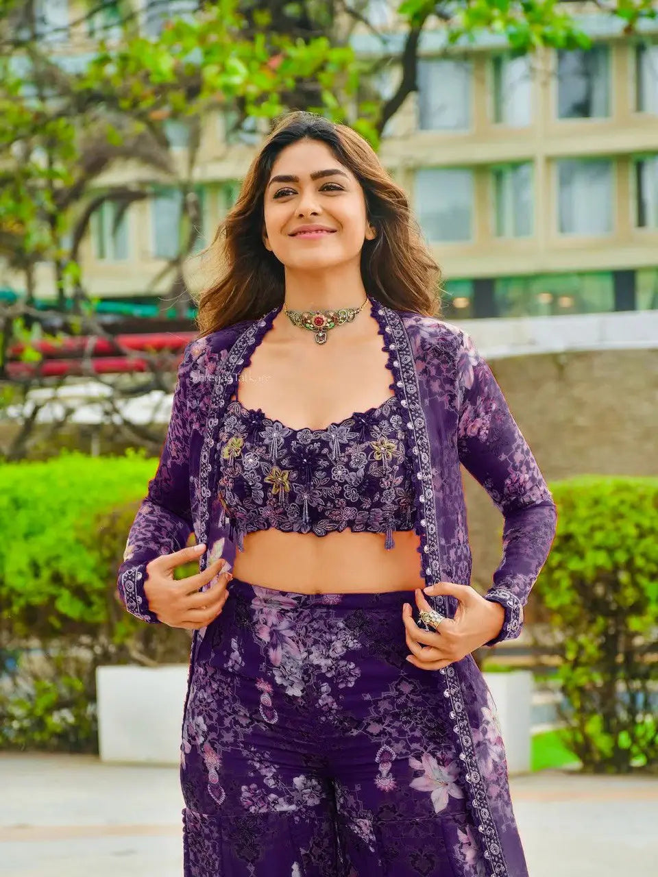 Designer Tibby Silk Shrug, Blouse & Sharara Set | Embroidered & Printed 3-Piece Stitched Outfit