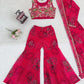 Designer Tibby Silk Shrug, Blouse & Sharara Set | Embroidered & Printed 3-Piece Stitched Outfit