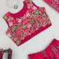 Designer Tibby Silk Shrug, Blouse & Sharara Set | Embroidered & Printed 3-Piece Stitched Outfit