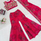 Designer Tibby Silk Shrug, Blouse & Sharara Set | Embroidered & Printed 3-Piece Stitched Outfit