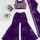 Designer Tibby Silk Shrug, Blouse & Sharara Set | Embroidered & Printed 3-Piece Stitched Outfit