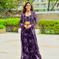 Designer Tibby Silk Shrug, Blouse & Sharara Set | Embroidered & Printed 3-Piece Stitched Outfit