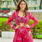 Designer Tibby Silk Shrug, Blouse & Sharara Set | Embroidered & Printed 3-Piece Stitched Outfit